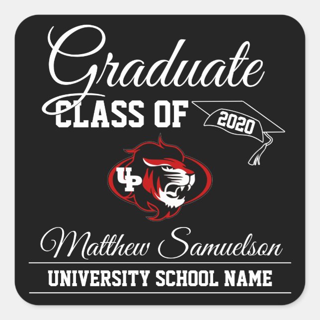 Modern Black School GRADUATION | add LOGO Square Sticker (Front)
