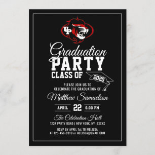 Modern Black School GRADUATION Party   add LOGO Invitation