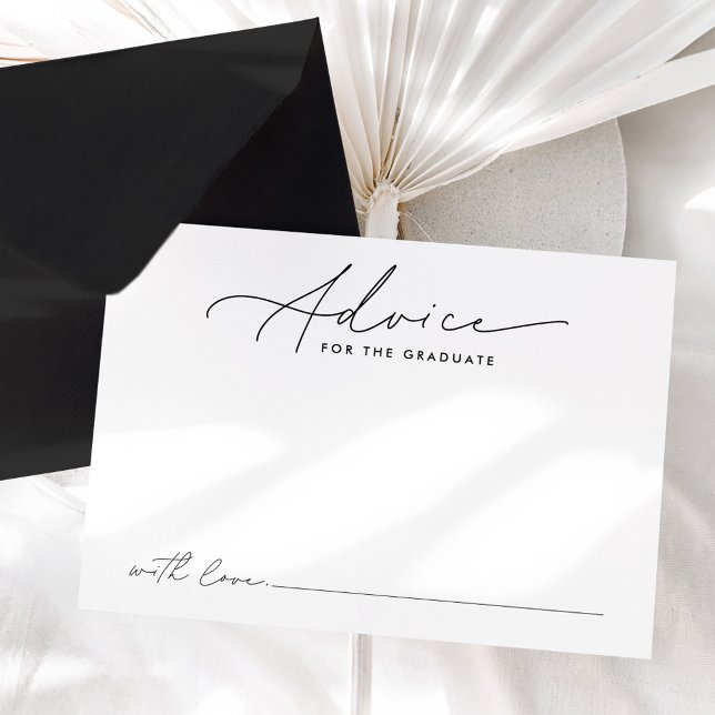 Modern Black Script Advice for the Graduate Card (Creator Uploaded)
