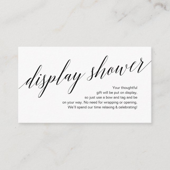 Modern black script, Display Shower Enclosure Card (Front)