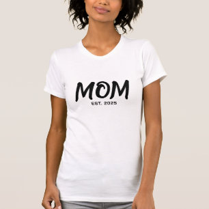 Modern Black Script Established Mom T-Shirt