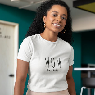 Modern Black Script Established New Mom  T-Shirt