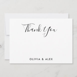 Modern  Black Script Personalised Wedding  Thank You Card