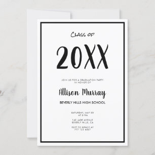 Modern Black Script Photo Graduation Invitation