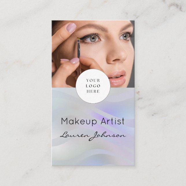 Modern Black Script Photo Makeup  Business Card (Front)