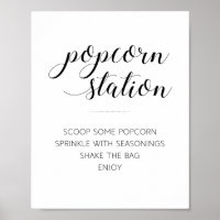 Modern Black Script Popcorn Station Wedding