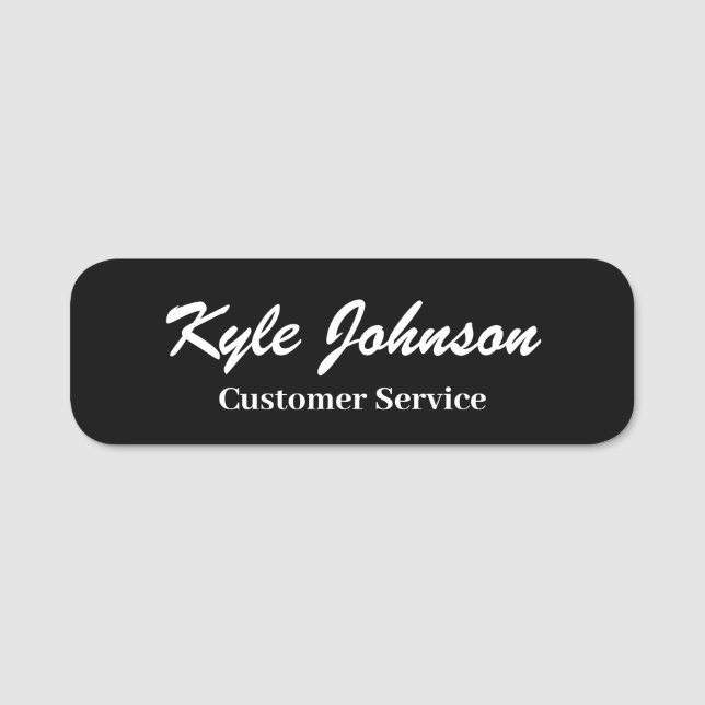 Modern Black Script Professional Personalise  Name Tag (Front)