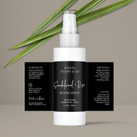 Modern Black Script Room Spray Bottle Wrapper