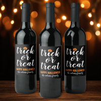 Modern Black Script Trick or Treat Family Name