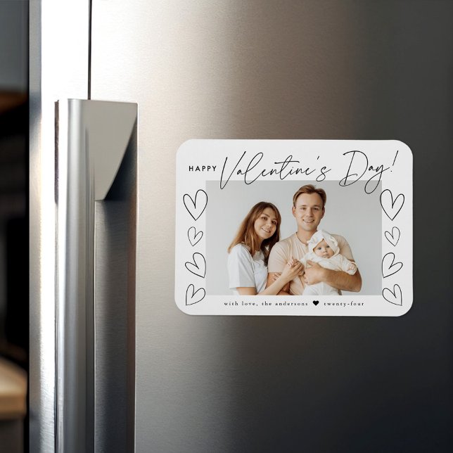 Modern Black Script Valentine's Day Photo Magnet (Creator Uploaded)