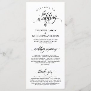 Modern Black Script, Wedding Ceremony Programme