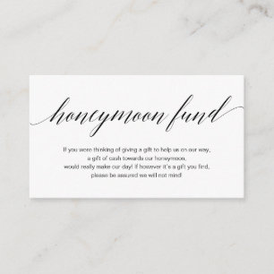 Modern black script, Wedding Honeymoon Fund Enclosure Card