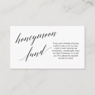 Modern black script, Wedding Honeymoon Fund Enclosure Card