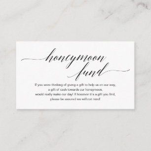 Modern black script, Wedding Honeymoon Fund Wish Enclosure Card