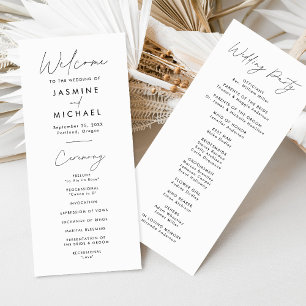 Modern Black Script Wedding Program