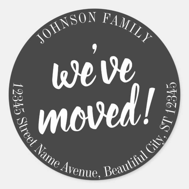 Modern Black Script We've Moved New Address Label (Front)