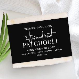 Modern Black Shampoo Bar or Soap Belly Band Label