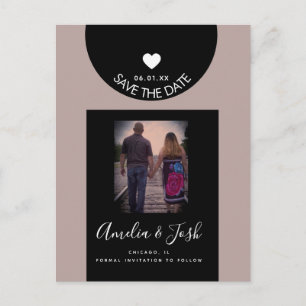 Modern Black Shapes Save the Date Postcard