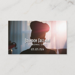Modern Black Silhouette Chef with Light Flare Business Card