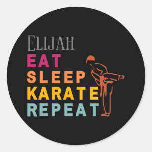 Modern Black Silhouette Japan Karate Martial Arts Classic Round Sticker