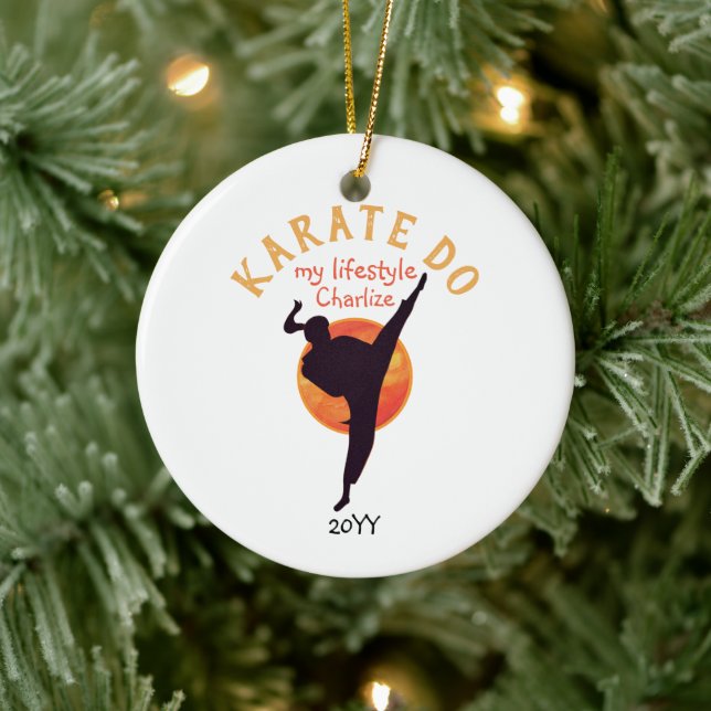 Modern Black Silhouette Martial Arts Japan Karate Ceramic Tree Decoration (Tree)