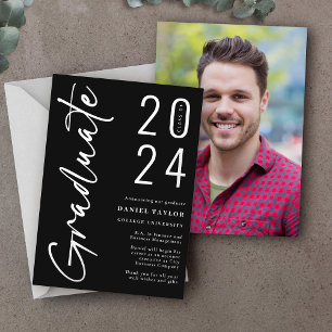 Modern Black Silver 2024 Graduation Announcement
