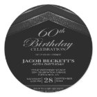 Modern Black Silver 60th Birthday Party Invitation