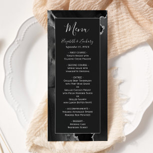 Modern Black Silver Agate Wedding Menu