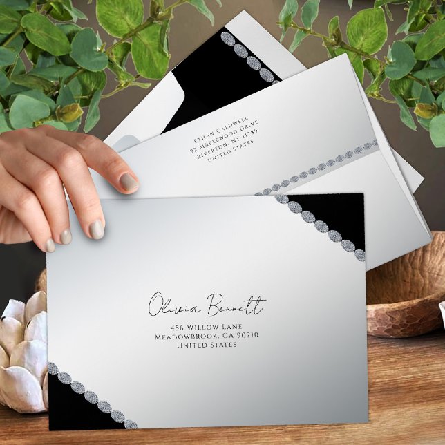 Modern Black Silver Diamond Envelope (Creator Uploaded)