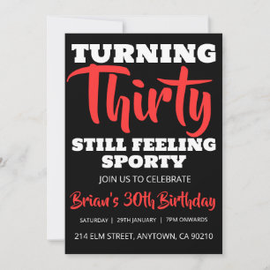 modern black simple adult 30th birthday invitation