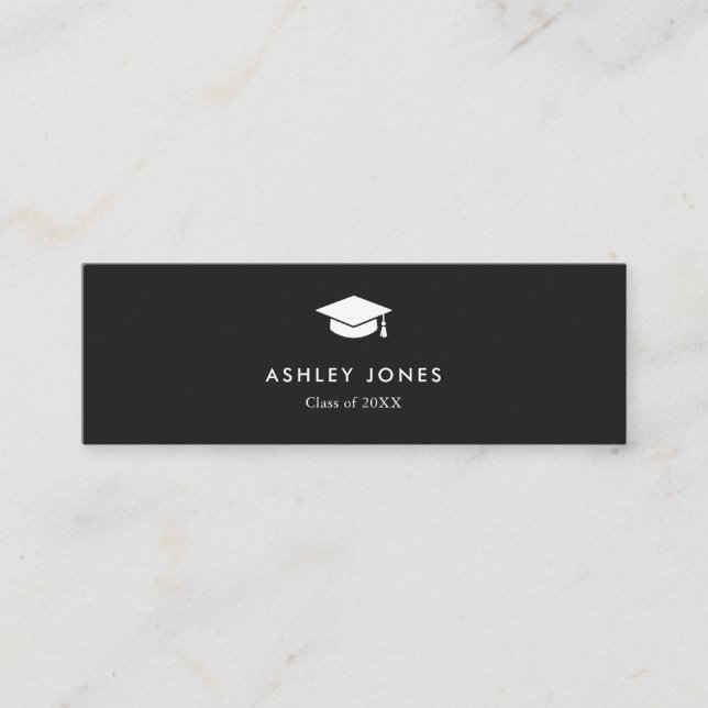 Modern Black Simple Graduation Name Card (Front)