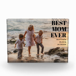 Modern Black Simple Kids Names Best Mum Ever Photo Block