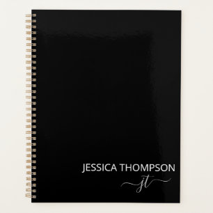 Modern Black Simple Script Girly Monogram 2025 Planner