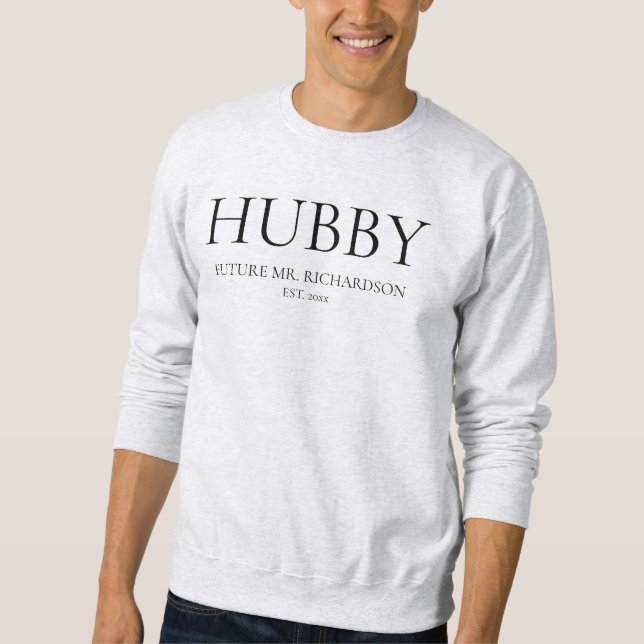 Modern Black Simple Wedding Groom Future Mr Hubby Sweatshirt (Front)