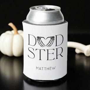 Modern Black Skeleton Scary Dadster Halloween Dad Can Cooler