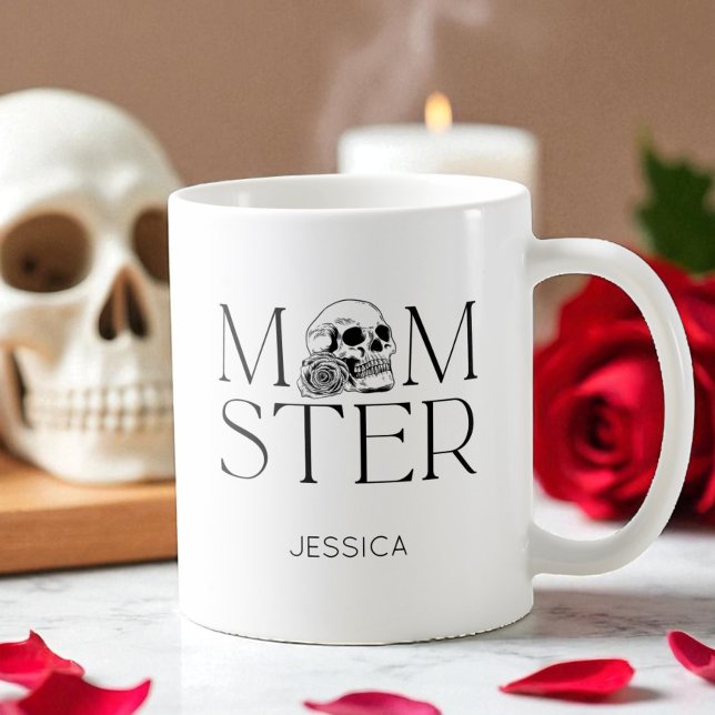 Modern Black Skull Scary Momster Halloween Mum Coffee Mug (Modern Black Skull Scary Momster Halloween Mom Coffee Mug)