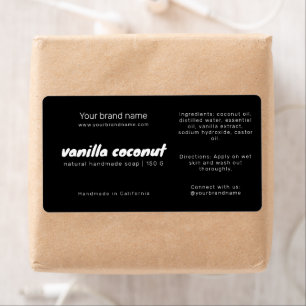 Modern black soap packaging ingredients label