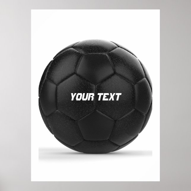 Modern Black Soccer Ball Personalised Poster (Front)