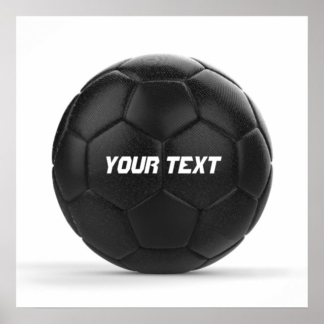 Modern Black Soccer Ball Personalised Poster (Front)