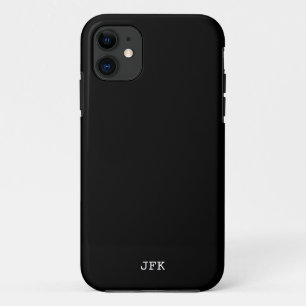 Modern black solid white initials custom  Case-Mate iPhone case