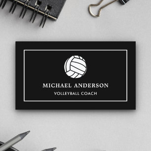 Modern Black Sports Professional Volleyball Coach Business Card