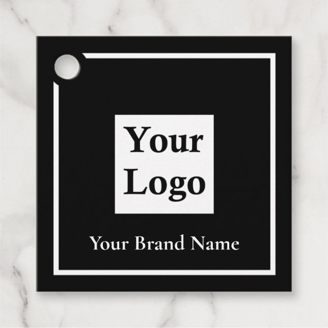 Modern Black Square Custom Logo Apparel Price Tag (Front)