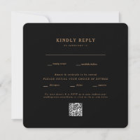  Modern Black Square Rounded Wedding QR Code RSVP