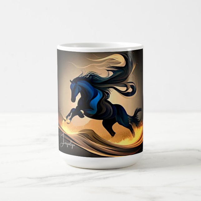 Modern Black Stallion in Desert Coffee Mug (Center)