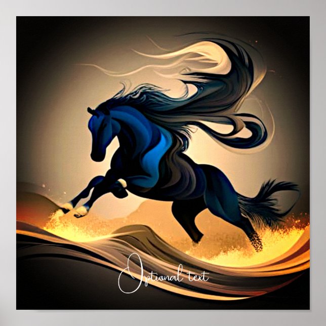 Modern Black Stallion in Desert Poster (Front)