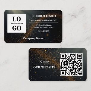 Modern Black Star Custom Logo and QR Code Business Card