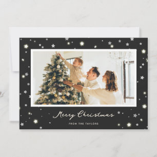 Modern Black Stars Merry Christmas Photo Cards