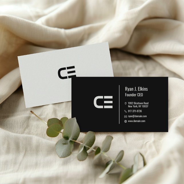 Modern Black Startup, CEO & Founder Business Card (Creator Uploaded)