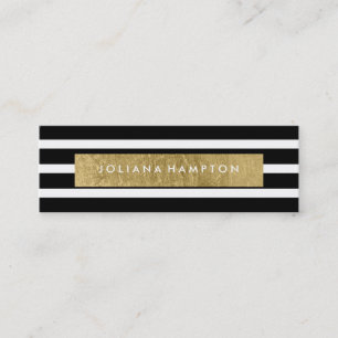 Modern Black Stripe Gold foil Luxe Business Card