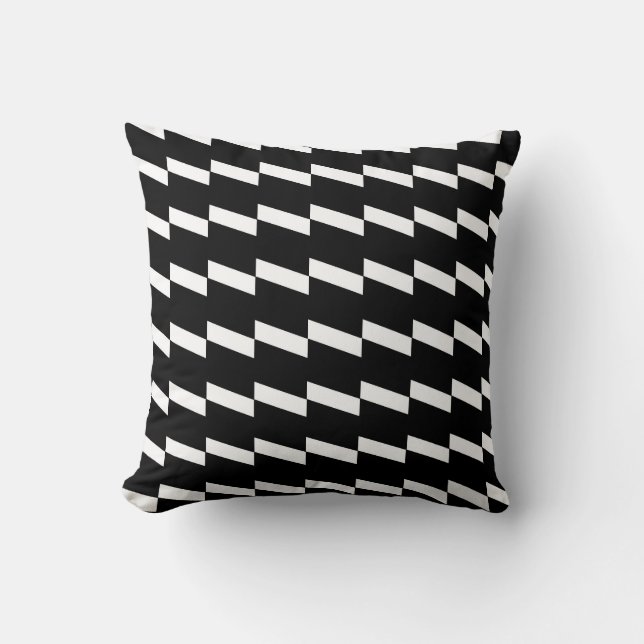 Modern Black Stripes  Illusion Pattern Pillow (Front)